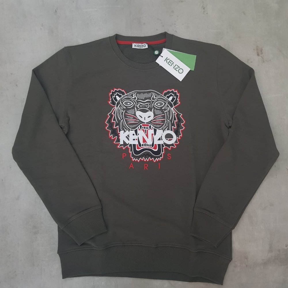 Kenzo Tiger Embroidered Dark Green Sweatshirt